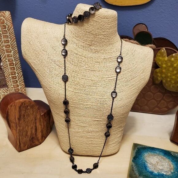 Coldwater creek black and‎ purple necklace and bracelet set lot new!!! - Picture 1 of 5